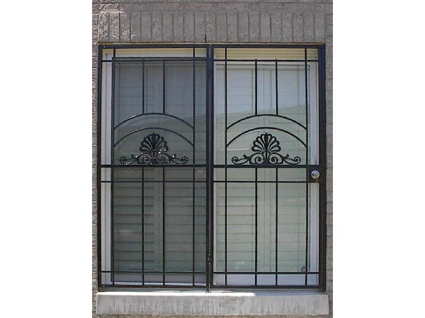 Patio door security gate black bars photo