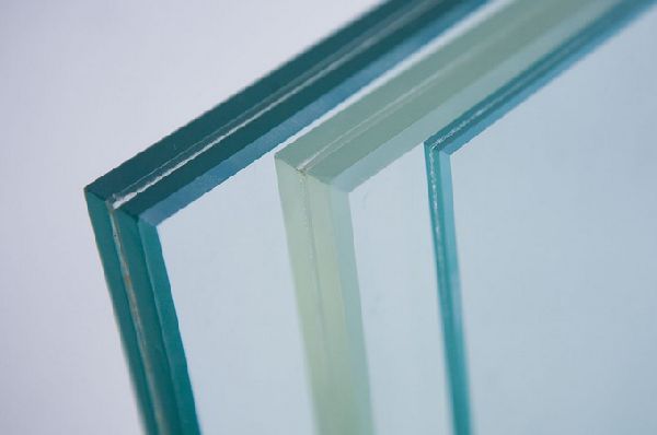 Image of laminated security glass showing construction layers